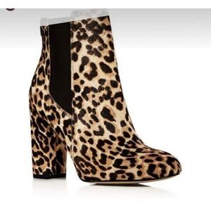 EUC Sam Edelman Leopard Case Chelsea Calf Hair Boots Sand Women's Size 9